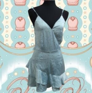 Baby Blue Polka Dot Tiered Ruffle Romper